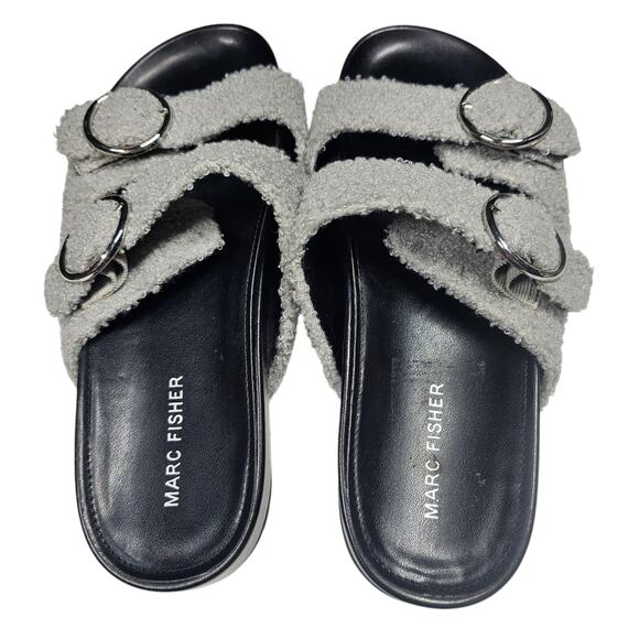 Marc Fisher Keena2 Gray and Black Double Buckle Strap Slides Women's Size 9 - Picture 4 of 9